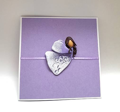 Papiernictvo - Pohľadnica s Anjelikom ...  aj ku krstu (fialový) - 17469674_