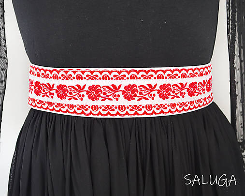 Opasky - Folklórny opasok - dámsky - folk - vyšívaný modrý  - široký 5,5cm - 17468701_