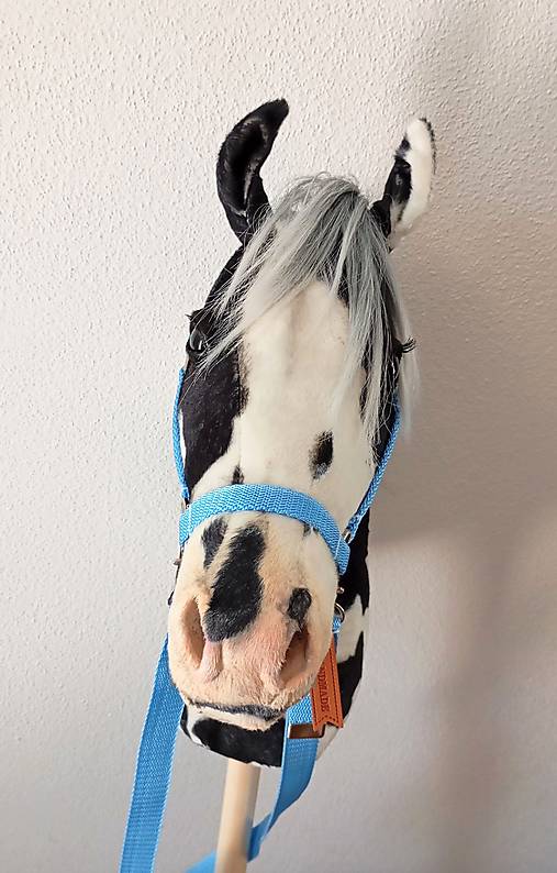 Hračky - Appaloosa Black&White s parelkou+ koženková ohlávka s oťažami - 17470735_