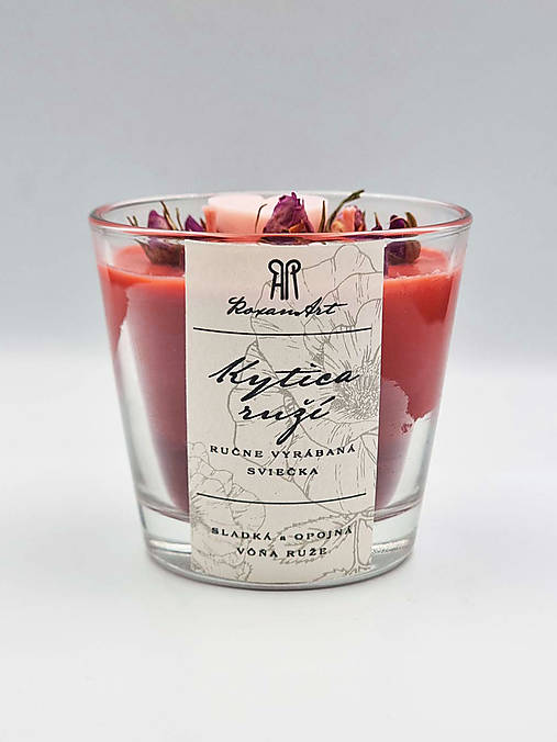 Sviečky - Kytica ruží - sójová sviečka v skle so zdobením (250 ml) - 17469945_