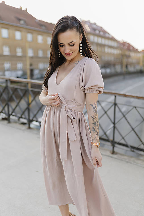 Šaty - Šaty "Boho Breeze" - béžová - 17471768_