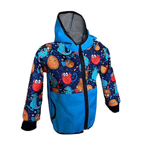 Detské oblečenie - Softshell bunda tyrkys jarná Príšerky - 17471591_