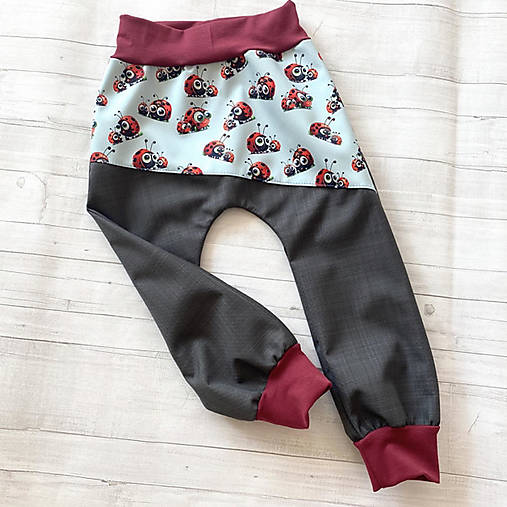 Detské oblečenie - Softshell Baggy šedá jarna Lienky - 17471847_