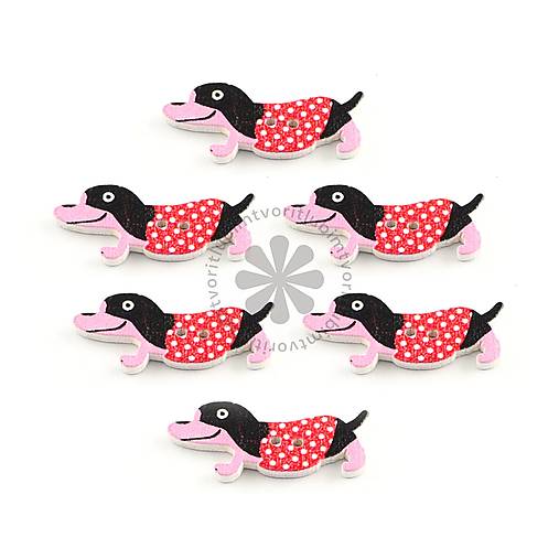 Galantéria - (3284) Drevený gombík jazvečík, 35 x 16 mm - 1 ks - 17472665_