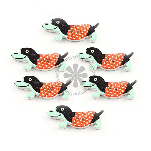 Galantéria - (3275) Drevený gombík jazvečík, 35 x 16 mm - 1 ks - 17472666_