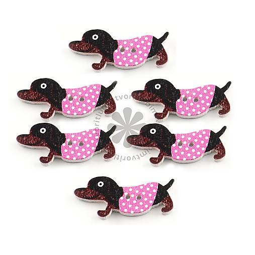 Galantéria - (1835) Drevený gombík jazvečík, 35 x 16 mm - 1 ks - 17472667_