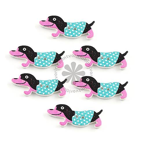 Galantéria - (1852) Drevený gombík jazvečík, 35 x 16 mm - 1 ks - 17472670_