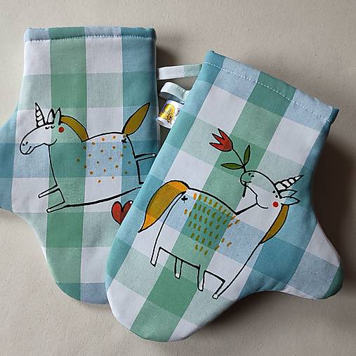 Úžitkový textil - JEDNOROŽCI - chňapky - 17472238_