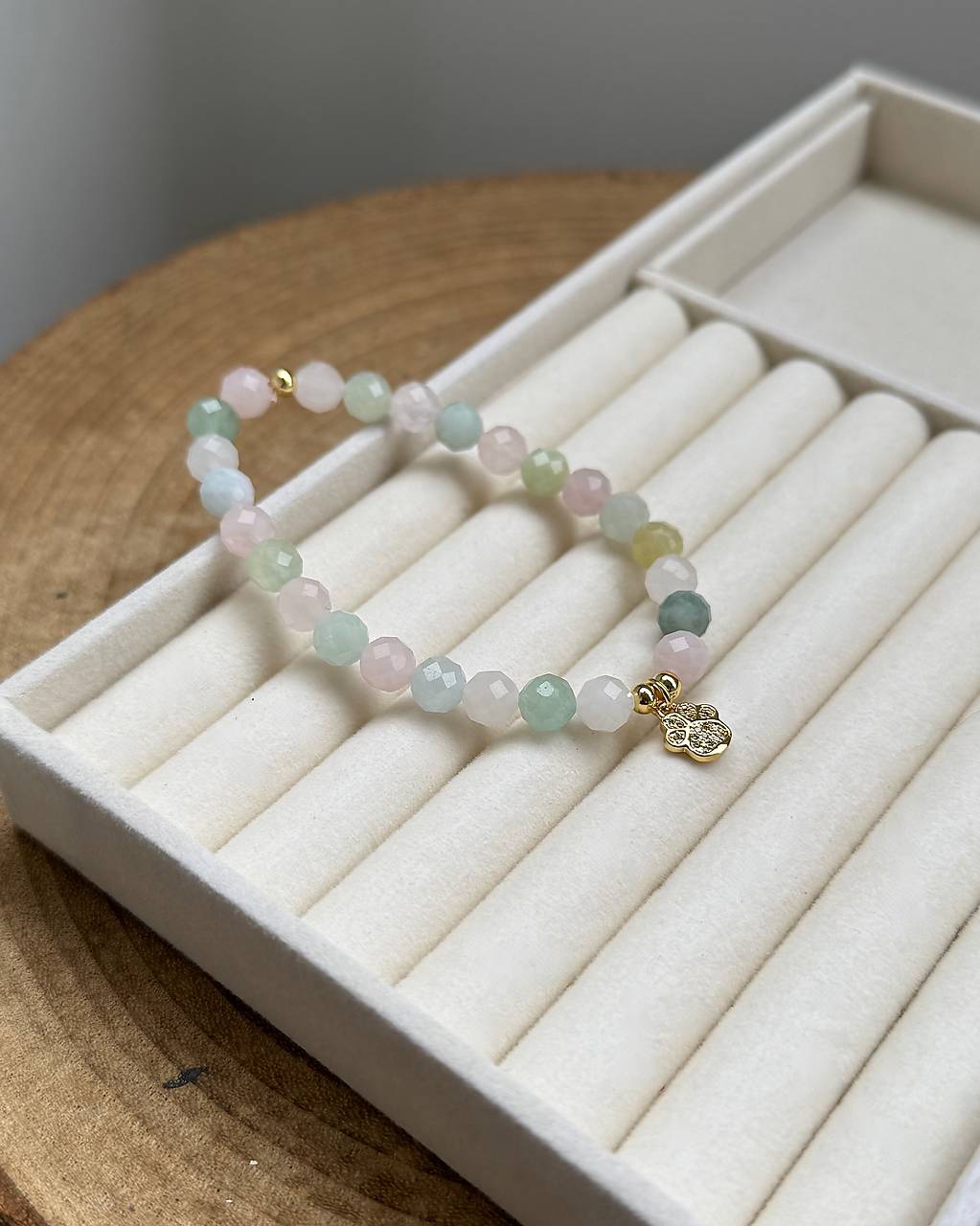 Náramok Milovník zvierat - Morganit s labkou 