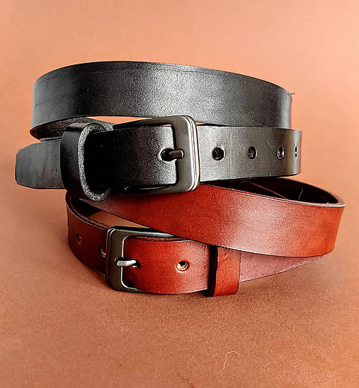 Opasky - Kožený opasek 3 cm – ručně šitý z hovězí kůže - 17472265_