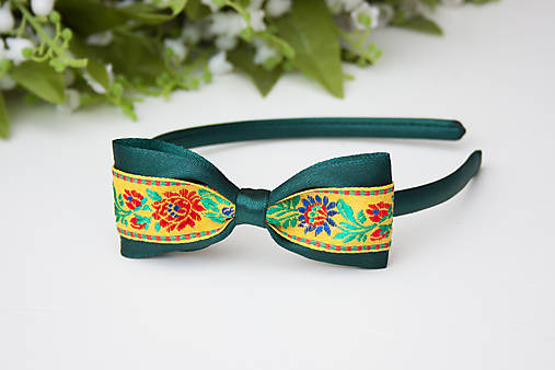 Detské doplnky - Folklórna čelenka do vlasov - zelená - 17473790_