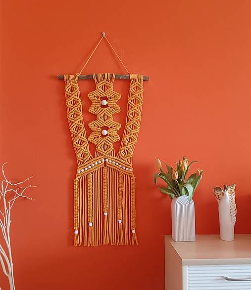 Dekorácie - Macramé Boho - Zlatý kvet - 17476219_