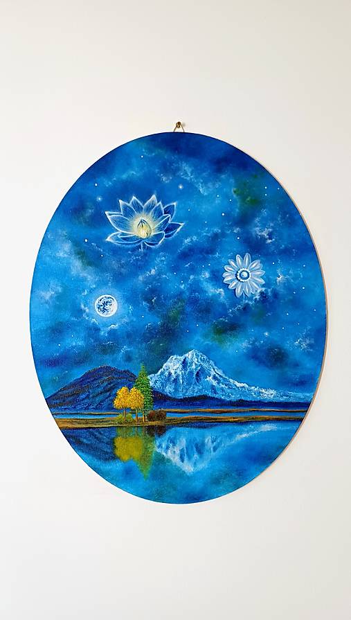 Obrazy - Nočné kvety - oválny obraz - olejomaľba - 17476645_