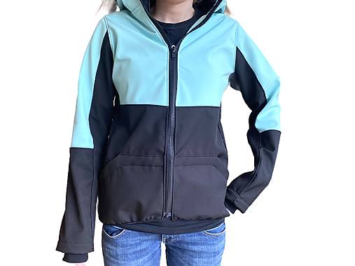 Detské oblečenie - Softshell bunda Mint/čierna dámska s fleecom - 17475229_
