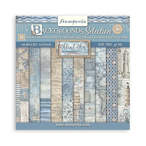 Papier - Stamperia Scrapbook papier Silent Sea Bakground 8x8 - 17479334_