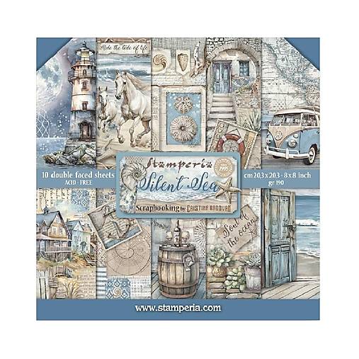 Papier - Stamperia Scrapbook papier Silent Sea 8x8 - 17479359_