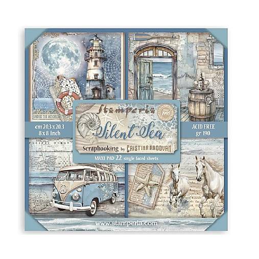 Papier - Stamperia Scrapbook papier Silent Sea 8x8 Maxi - 17479375_