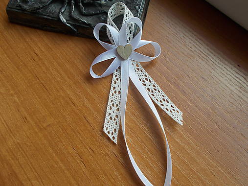 Svadobné pierka - svadobné pierko Vintage  (výška pierka 10 cm + 5 cm visiaca stuha) - 17479082_