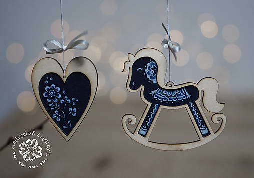 Dekorácie - Ozdôbka modrotlač (Koník) - 17477854_