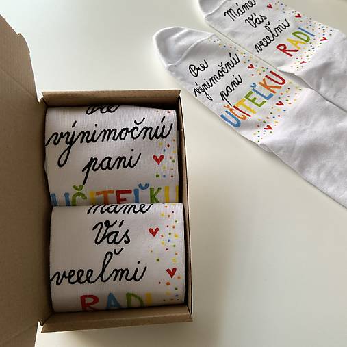 Maľované ponožky pre PANI UČITEĽKU s veľkým ❤️ (Výnimočnú)