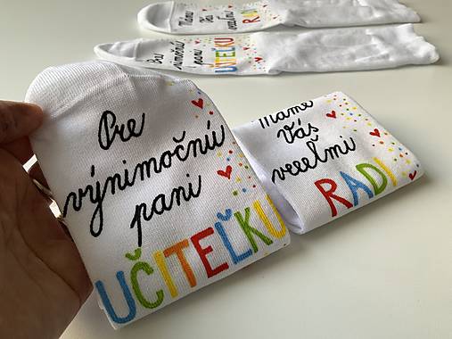 Maľované ponožky pre PANI UČITEĽKU s veľkým ❤️ (Výnimočnú)