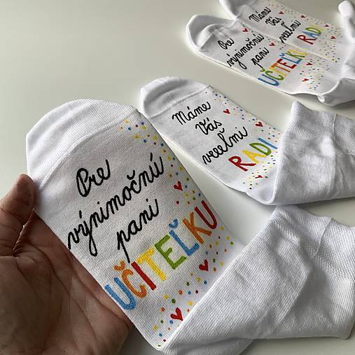 Maľované ponožky pre PANI UČITEĽKU s veľkým ❤️ (Výnimočnú)