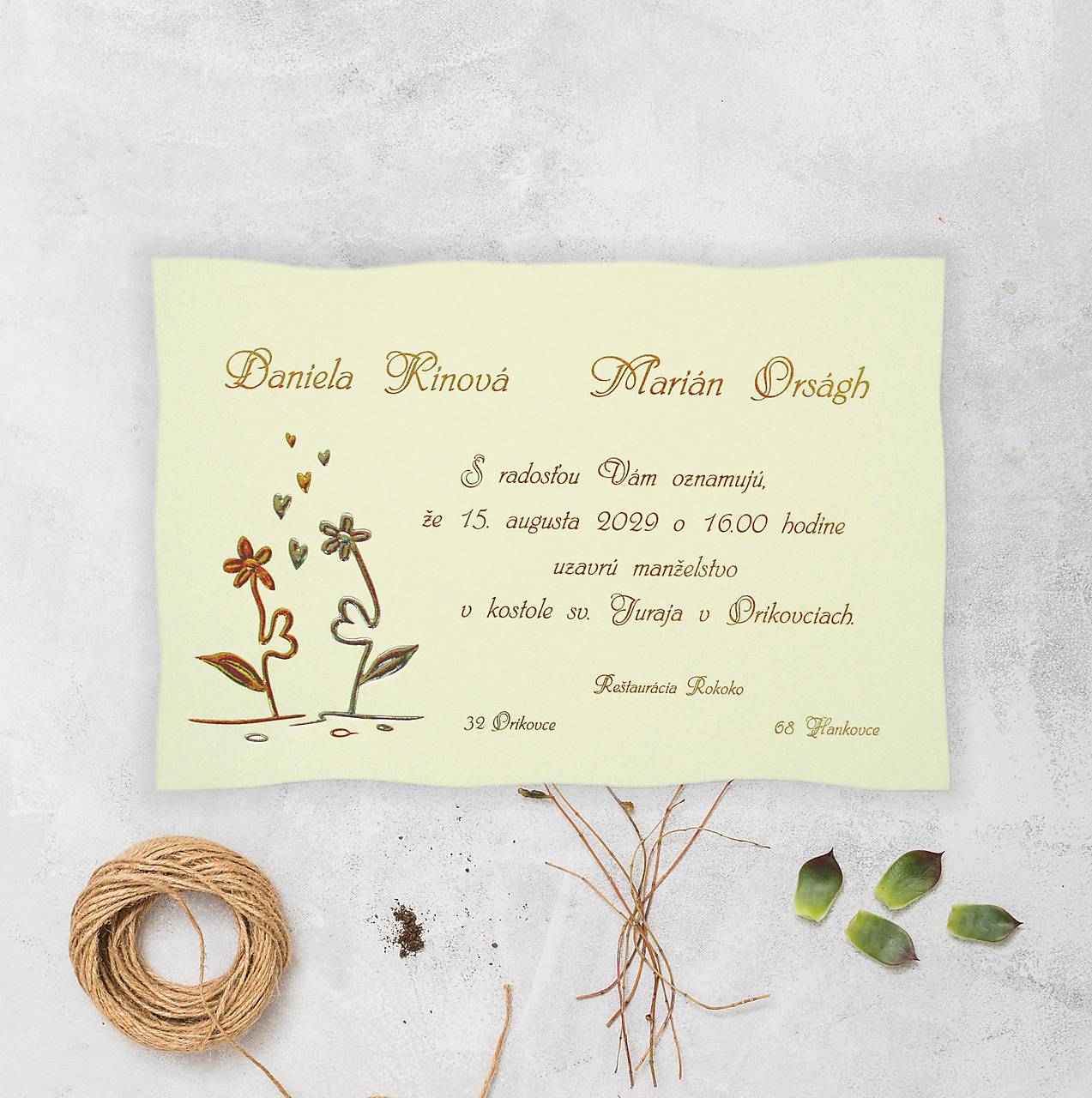 Svadobné oznámenia A5018