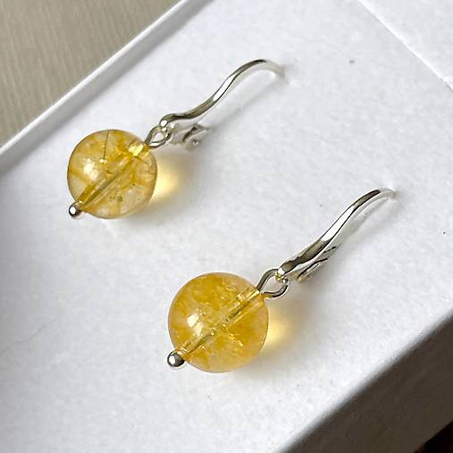 Natural Citrine Earrings  / Náušnice s citrínom striebro AG925 E015