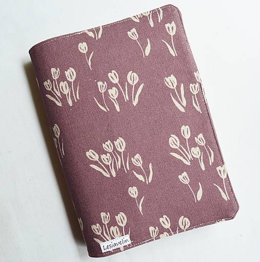 Papiernictvo - Obal na knihu nastaviteľný - Tulipány na fialovej (režný) - 17480715_