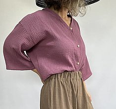 Topy, tričká, tielka - Mušelínový top s gombíkmi - 17481440_