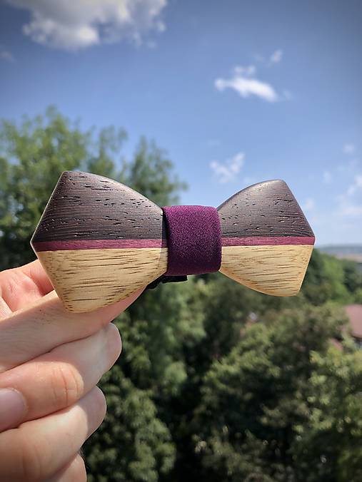 Pánske doplnky - MF Bowties - George - wenge + amaranth + limba /fialová - 17479947_