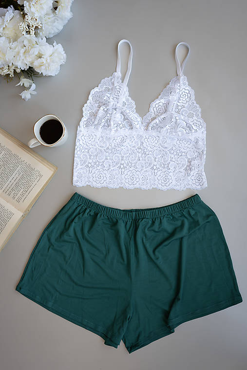 Nočná bielizeň - Green set basic - 17481185_