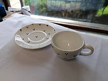 Nádoby - Kapučíno šálka s podšálkou (biela trojbodková) - 17482742_