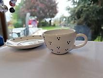 Nádoby - Kapučíno šálka s podšálkou (biela trojbodková) - 17482743_