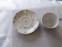 Nádoby - Kapučíno šálka s podšálkou (biela trojbodková) - 17482745_