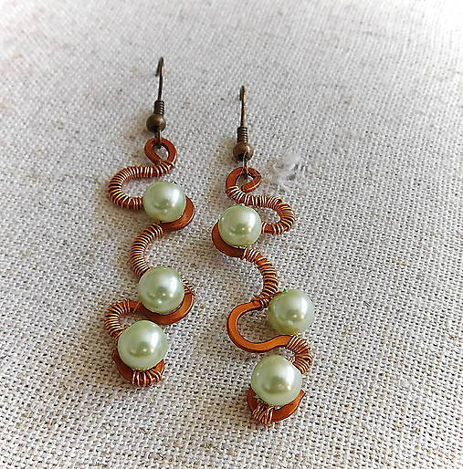 Náušnice - tepané medené náušničky - 40% - 17483416_