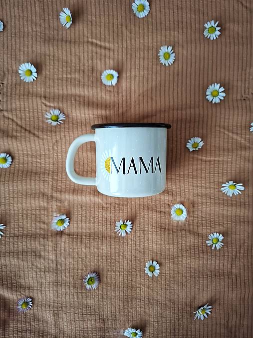 Nádoby - Smaltovaný hrnček mama a margaréta - 17483662_