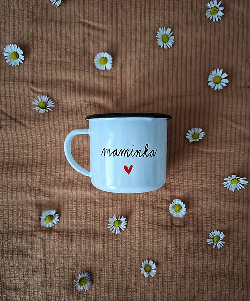 Nádoby - Smaltovaný hrnček mama a srdce - 17483666_