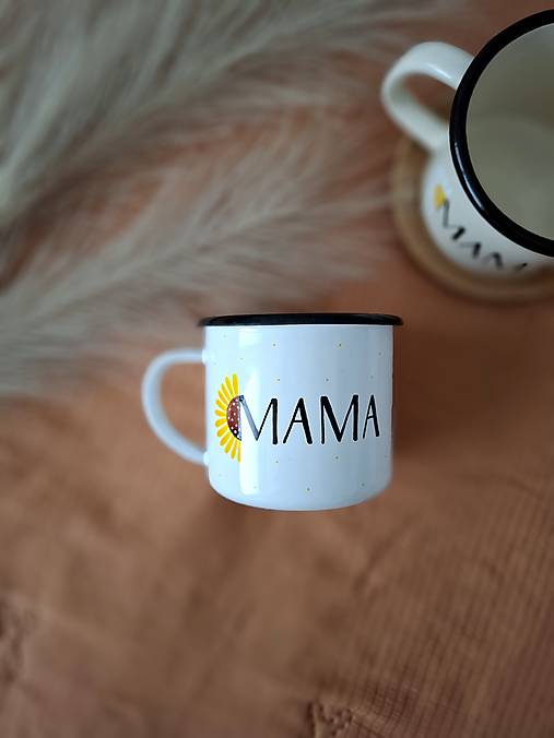 Nádoby - Smaltovaný hrnček mama a slnečnica - 17483762_