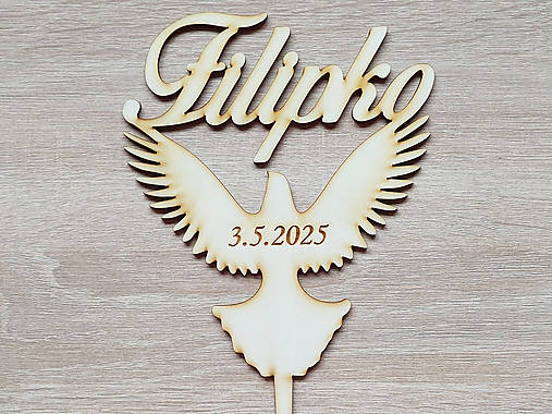 Zápich holubica s menom na 1.sväté prijímanie 15cm
