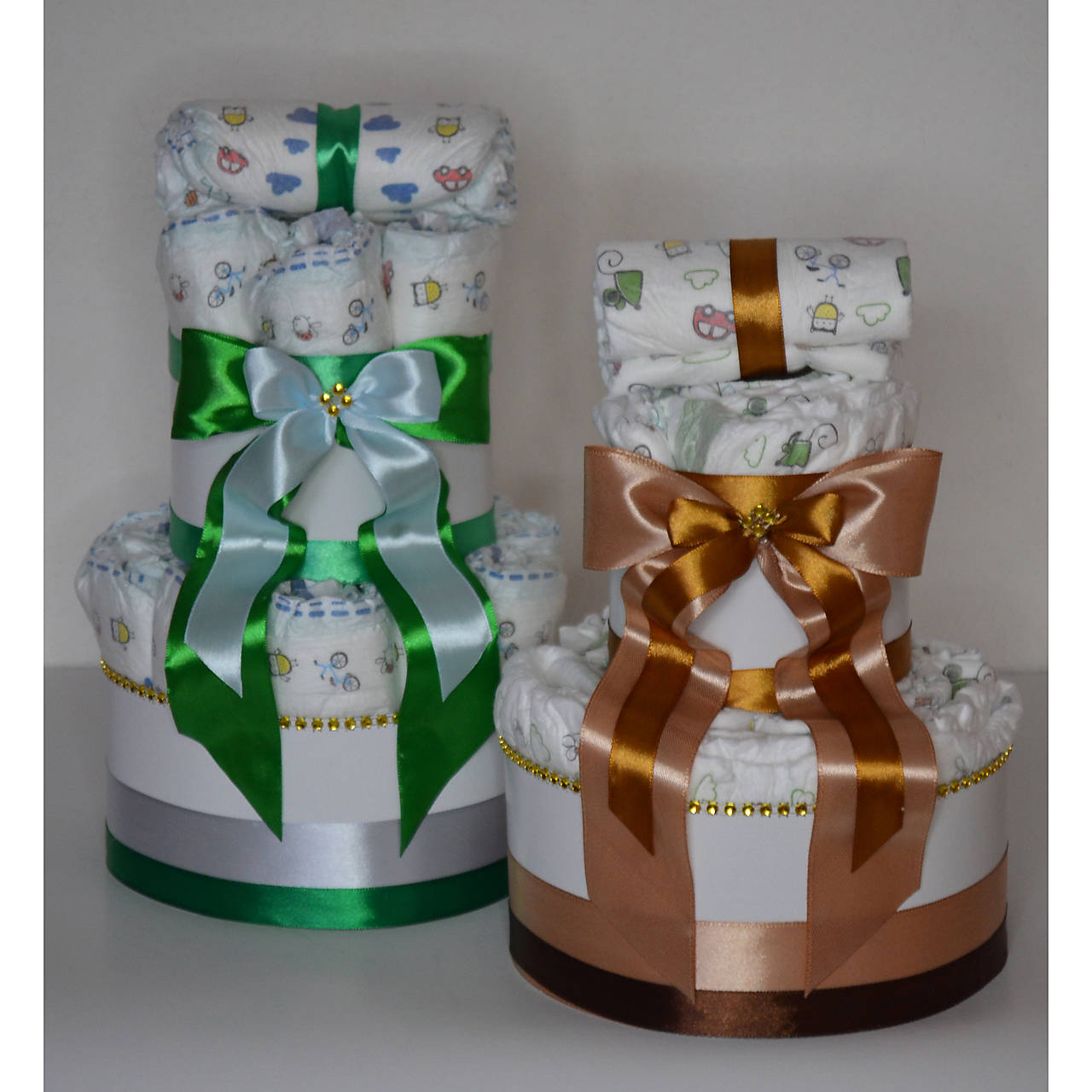 Torty z plienok - zelená, hnedá