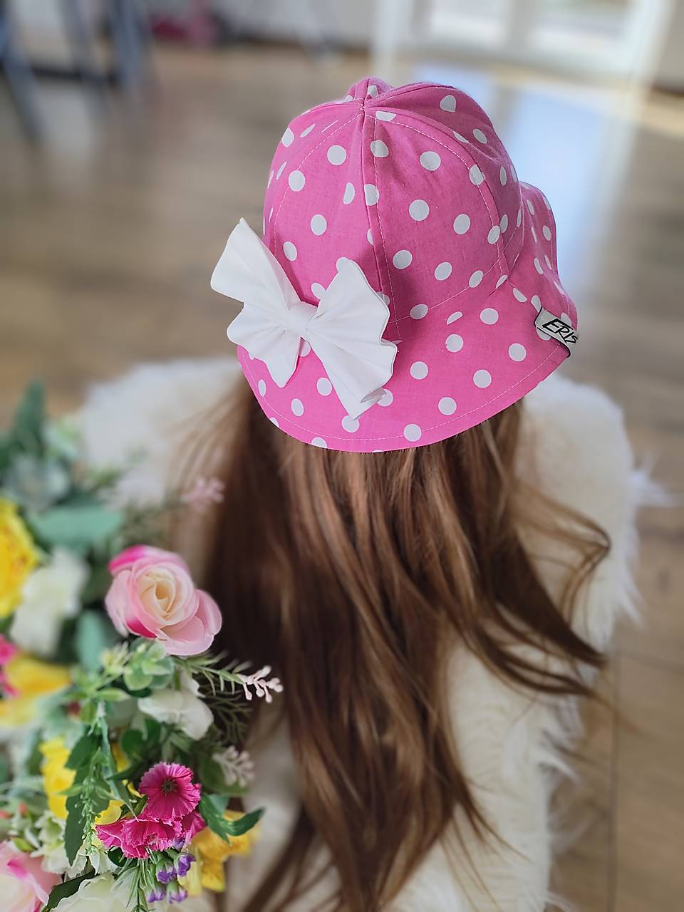 Klobúčik na leto bodky RUŽOVÝ