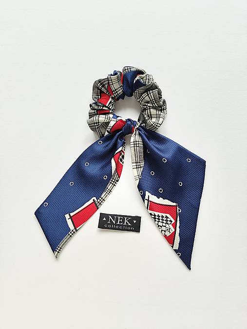 Maxi scrunchie asymetrická (Modro-červená)