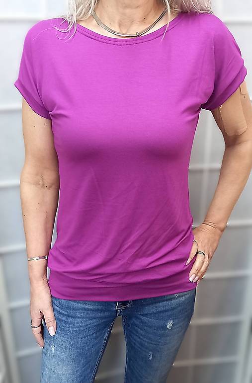 Topy, tričká, tielka - Tričko - barva purpurová (viskóza), velikost M ~ LETNÍ VÝPRODEJ ~ - 17484623_