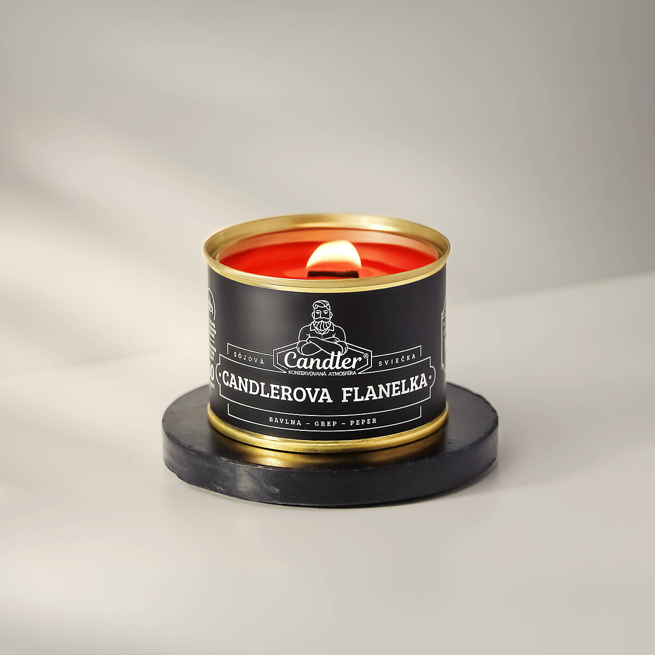 Candlerova flanelka (Sójová sviečka 140g, drevený knôt)