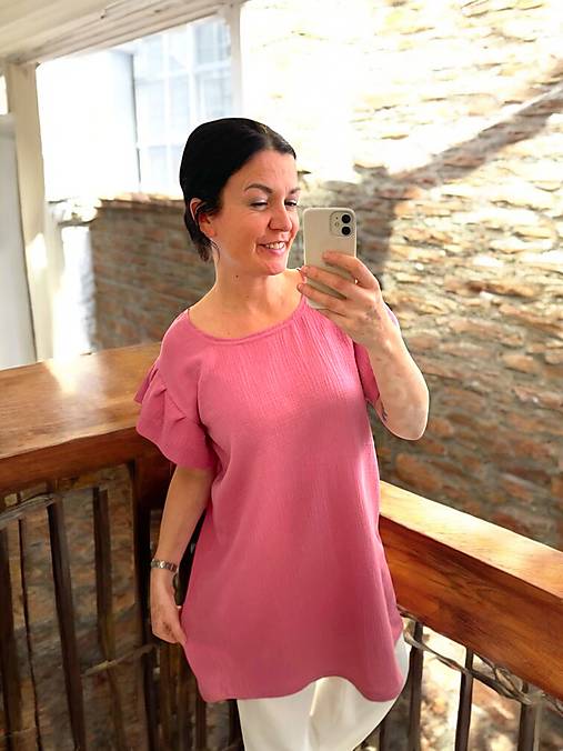 Šaty - Dámské mušelinové šaty pink s volánky - 17482997_