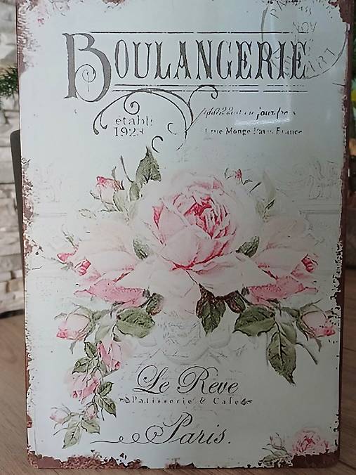 Tabuľky - Vintage plechová tabuľka - 17483984_
