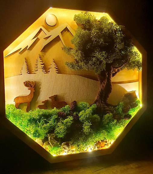 Dekorácie - 3D machový obraz - jelene - 17485394_