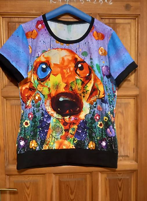 Topy, tričká, tielka - Tričko - barevný pes, velikost XL ~ LETNÍ VÝPRODEJ ~ - 17484780_