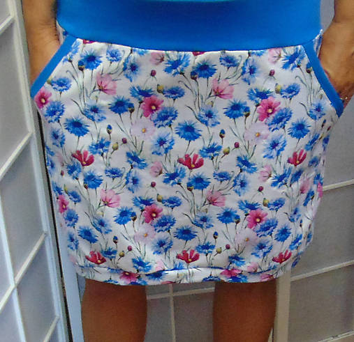 Sukne - Sukně - chrpy, velikost 2XL ~ VÝPRODEJ ~ - 17485475_